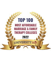 Text Badge, reads "Most Affordable Marriage and Family Counseling Programs by University HQ."
