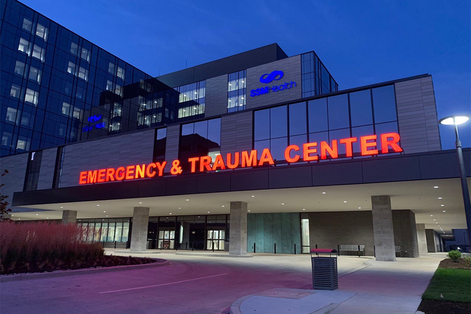 Photo of outside Emergency Department at SLU Hospital